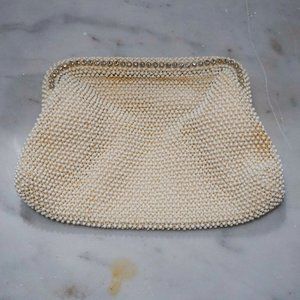 Vintage Lumured Beaded Rhinestone Clutch 1950s